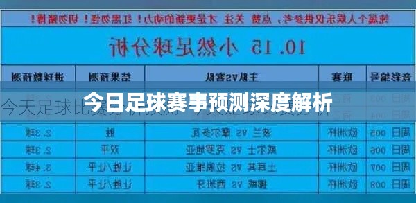 今日足球赛事预测深度解析